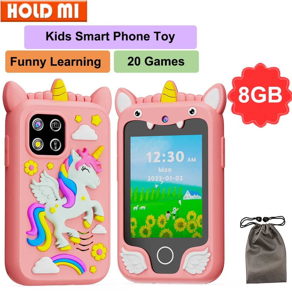 Kids Muscial Smart Phone Toys Cartoon Unicorn Touchscreen Baby Mobile for Girls Boys Educational Toys Birthday Christmas Gifts