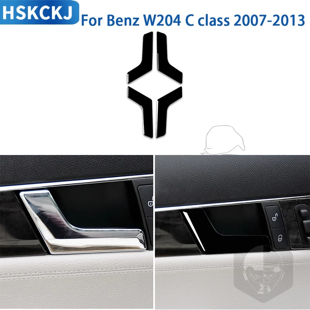 Per Mercedes Benz Classe C W204 2007-2013 Accessori Auto Interni Maniglia Interna Della Porta Pannello di Rivestimento Adesivo Modifica Piano Nero