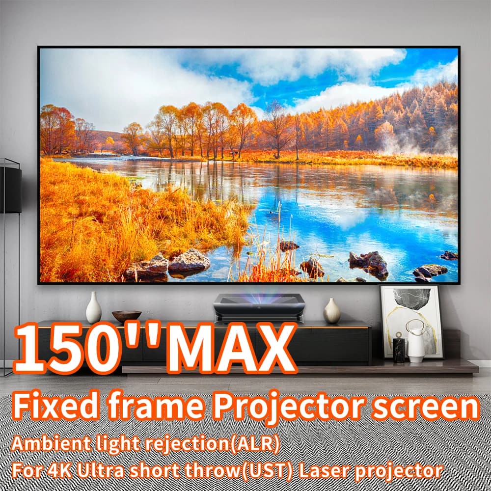 Schermo per Proiettore UST T-prism ALR 2026 con Cornice Fissa a Bordo Ultra Sottile da 1CM, Reiezione della Luce Ambientale per Proiezioni 4K 8K 3D
