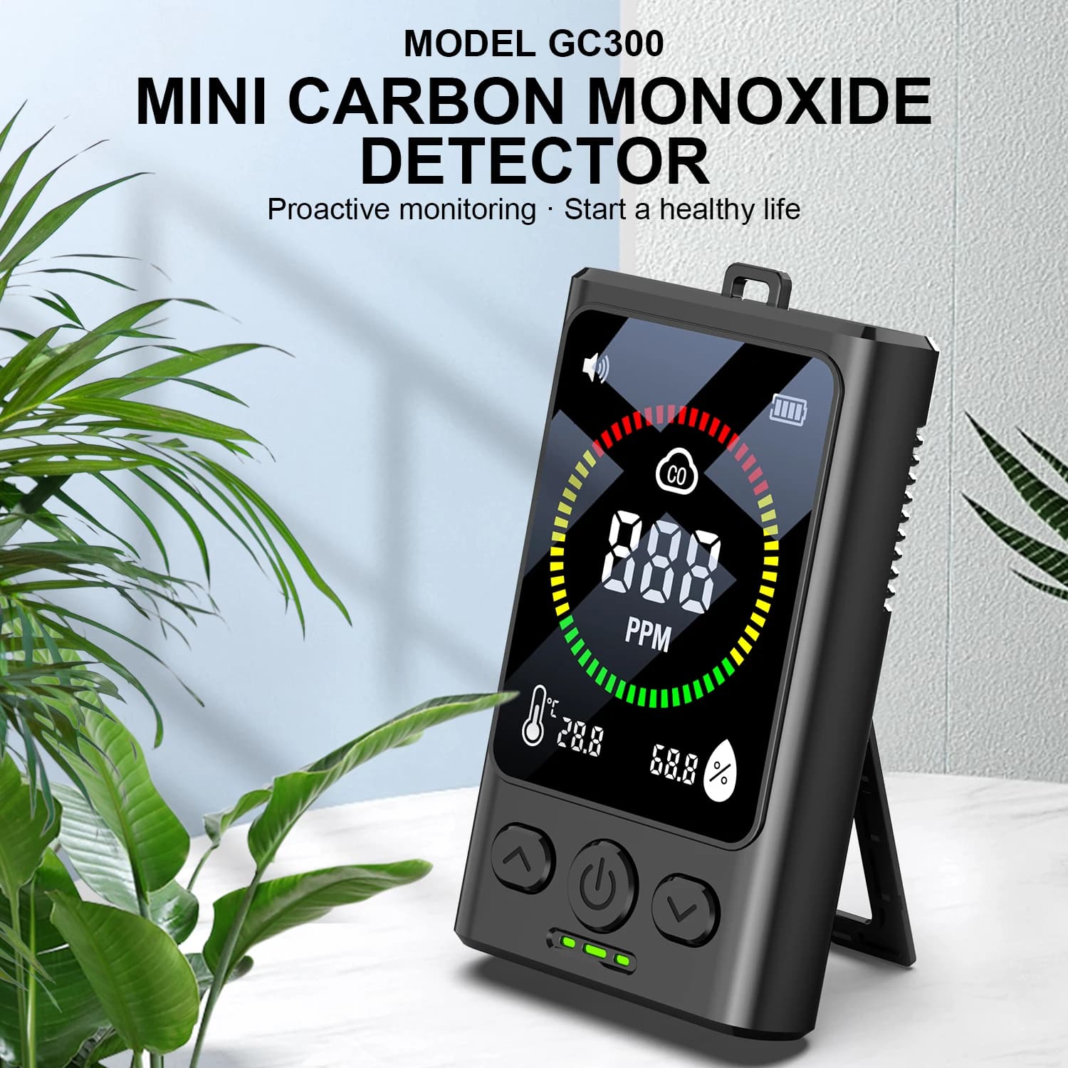 Mini Carbon Monoxide Detector Rechargeable CO Detector Temperature and humidity monitor for Home Travel Hotel Indoor