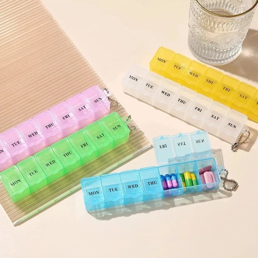 New Hot Mini 7 Days Weekly Portable Small Pill Box Cases 7 Grids Organizer Storage Container for Vitamin Fish Oils Supplements
