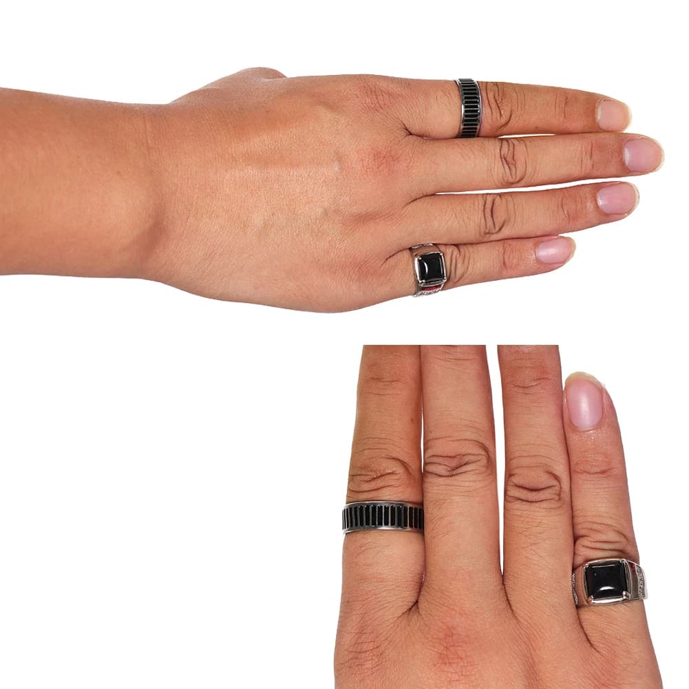 Travestimento TV ST 5 Dustin Henderson Anelli Cosplay Anello nero argentato Accessori per costumi Halloween Gioco di ruolo Abiti di carnevale Puntelli