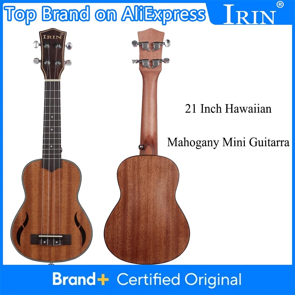 IRIN Ukulele 21 Pollici, Chitarra Hawaiana a 4 Corde in Mogano, Mini Ukulele con Borsa, Accordatore, Capotasto e Accessori