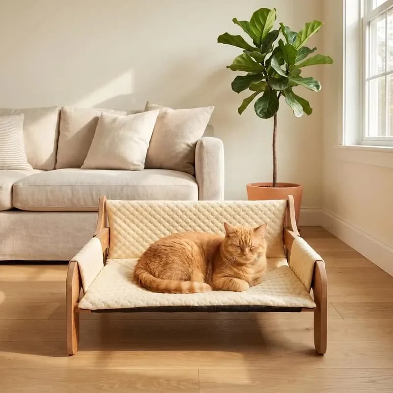Wholesale Eco-Friendly Summer Solid Soft Comfortable Indoor Cat Dog Bed Detachable Washable MDF Small Wooden Living Room Pet