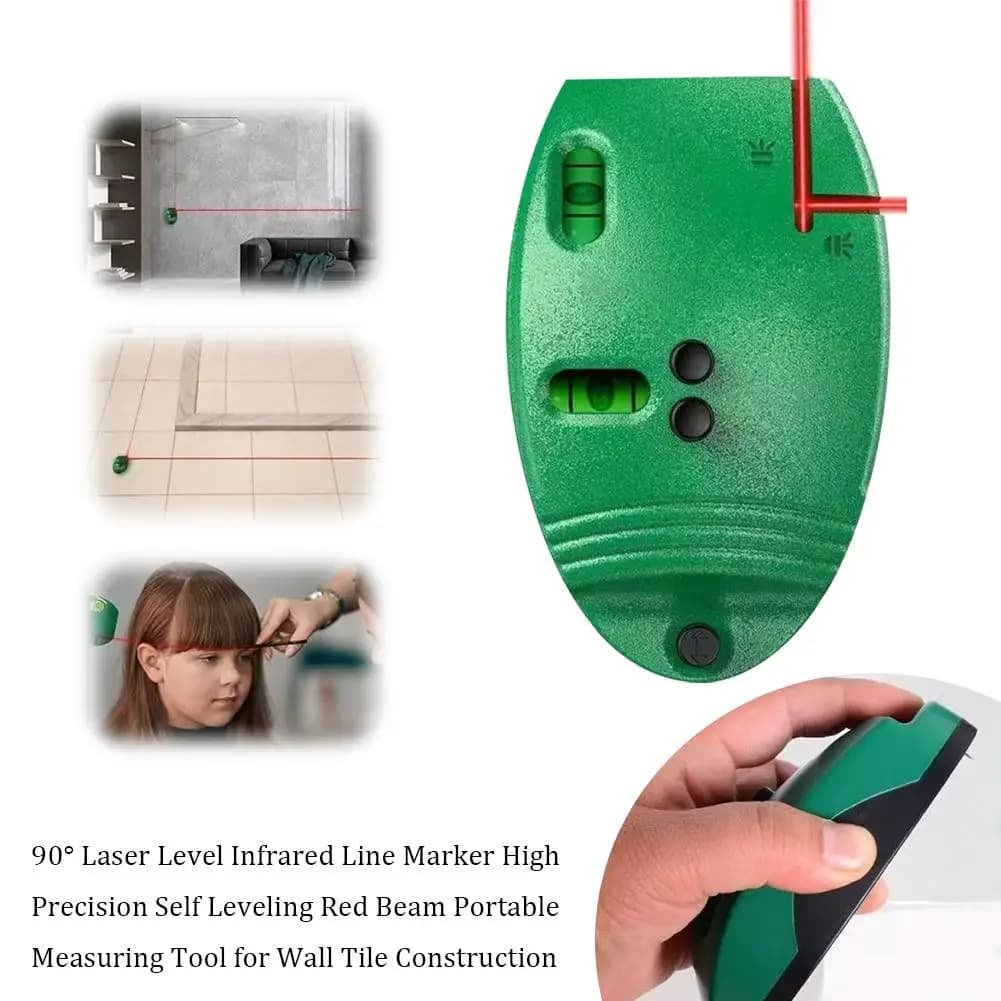 Right-Angle Laser Level Tool with Dual Bubble Levels 20M Ultra-Bright Beam Magnetic & Pin Mount for Tiling, Cabinet Installation