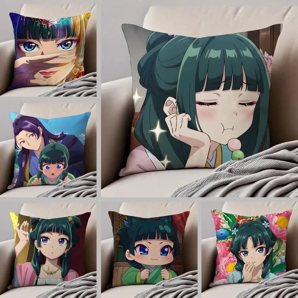 Classic Japanese Anime T-The Apothecary Diaries Cushion Cover Throw Pillow Cover Hidden Button Durable Polyester Chair Cushion