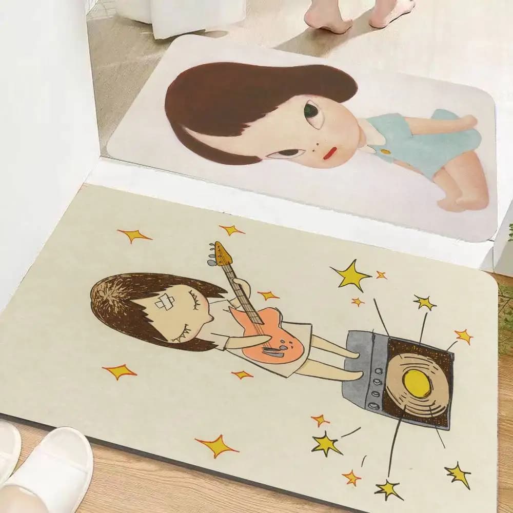 Y-Yoshitomo Nara Art Lovely melancholy Floor Mat Cheaper Anti-slip Modern Living Room Balcony Printed Bedside Mats