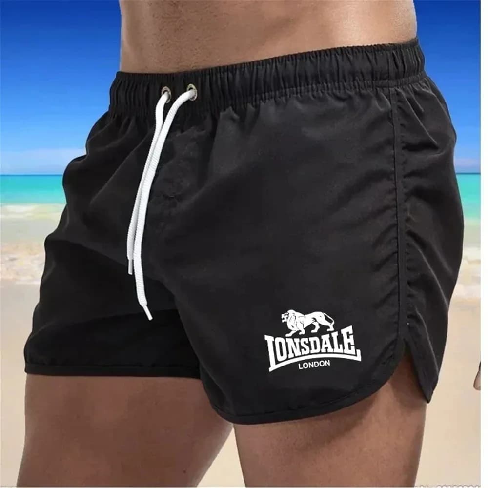 Pantaloncini da spiaggia stampati alla moda da uomo Lonsdale, pantaloncini da nuoto, pantaloncini da corsa, pantaloncini da spiaggia ad asciugatura rapida per nuoto e surf