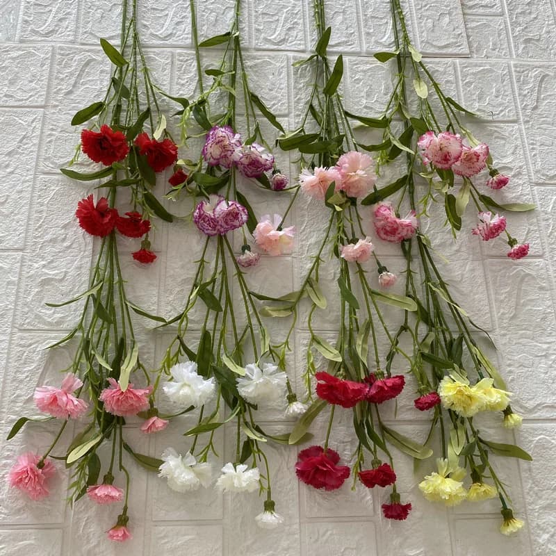 Fiore artificiale seta garofano ramoscelli regalo per la festa della mamma simulazione floreale Cargos fiori finti decorazione con piante verdi