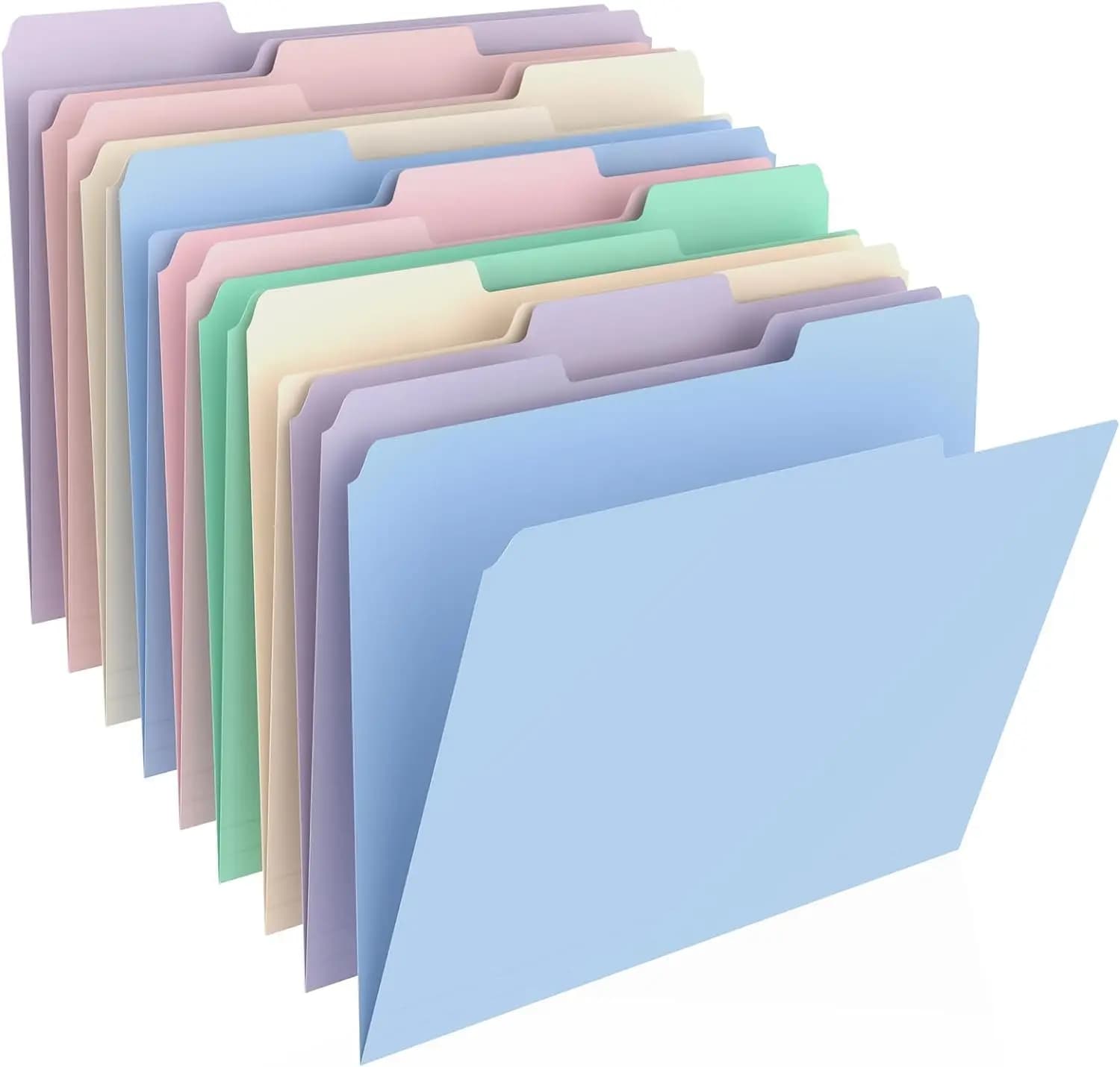 Confezione da 9 Cartelle Colorate Formato Lettera con Linguetta Tagliata a 1/3 per Ufficio, Scuola e Casa