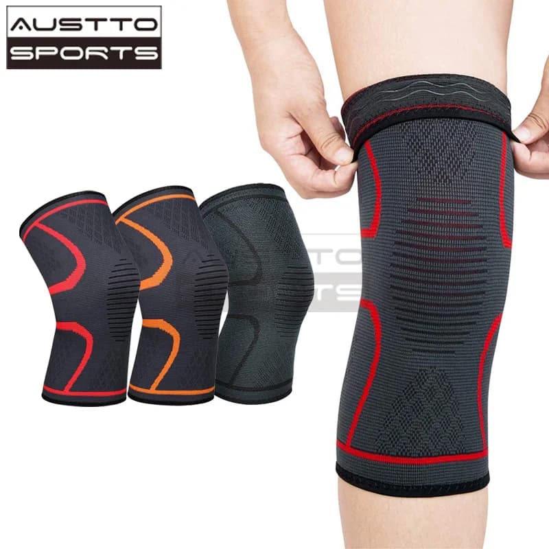 Austto 1PC Ginocchiera Supporto per ginocchio Bretelle Maniche di protezione a compressione per la corsa di basket Squat Allenamenti fitness