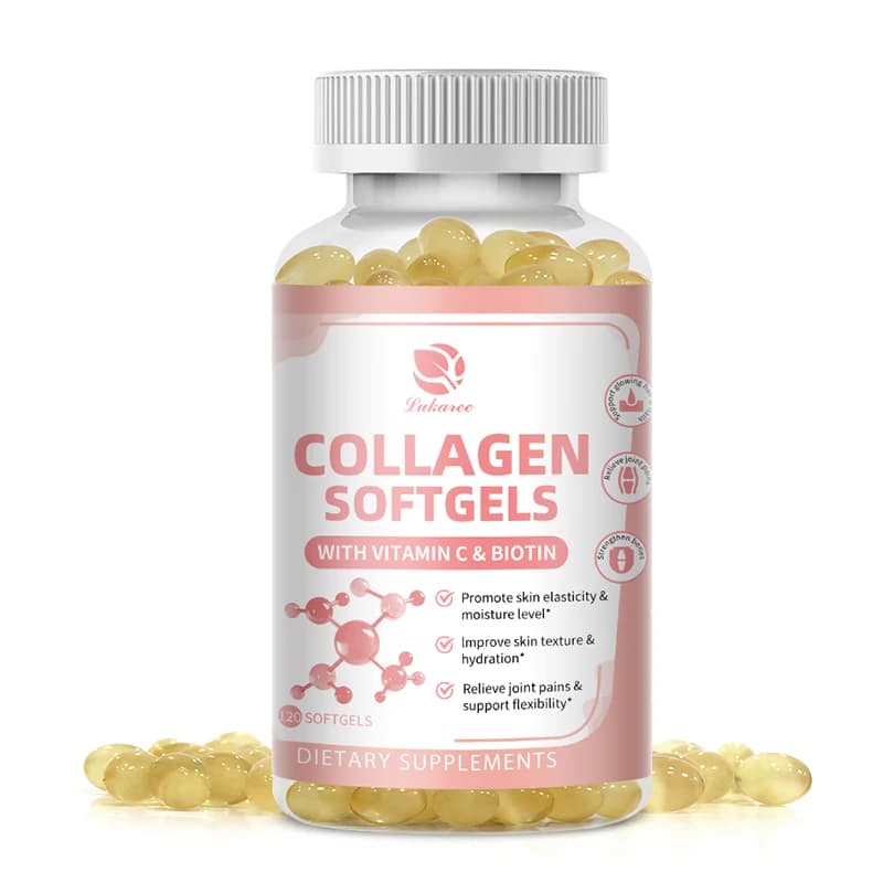 LUKAREE 120PCS Capsula di collagene Integratore multi collagene idrolizzato, tipi I, II, V e X Supporta la salute della pelle e delle unghie, la salute delle articolazioni