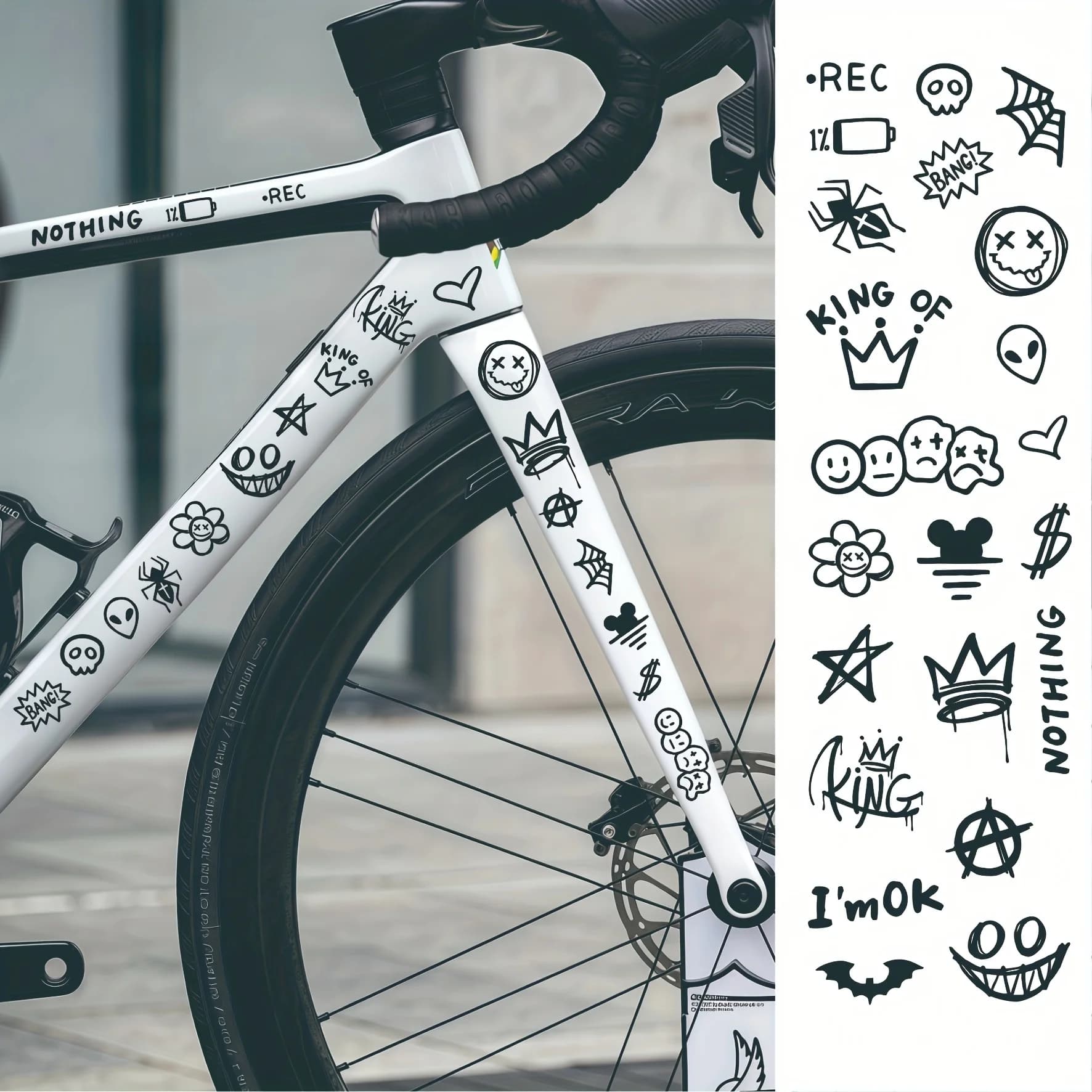 Set di Adesivi per Bicicletta con Animazioni Graffiti, Decorazione Semplice per Casco, Custodia per Telefono, Borsa, Accessori Carini per Ciclismo