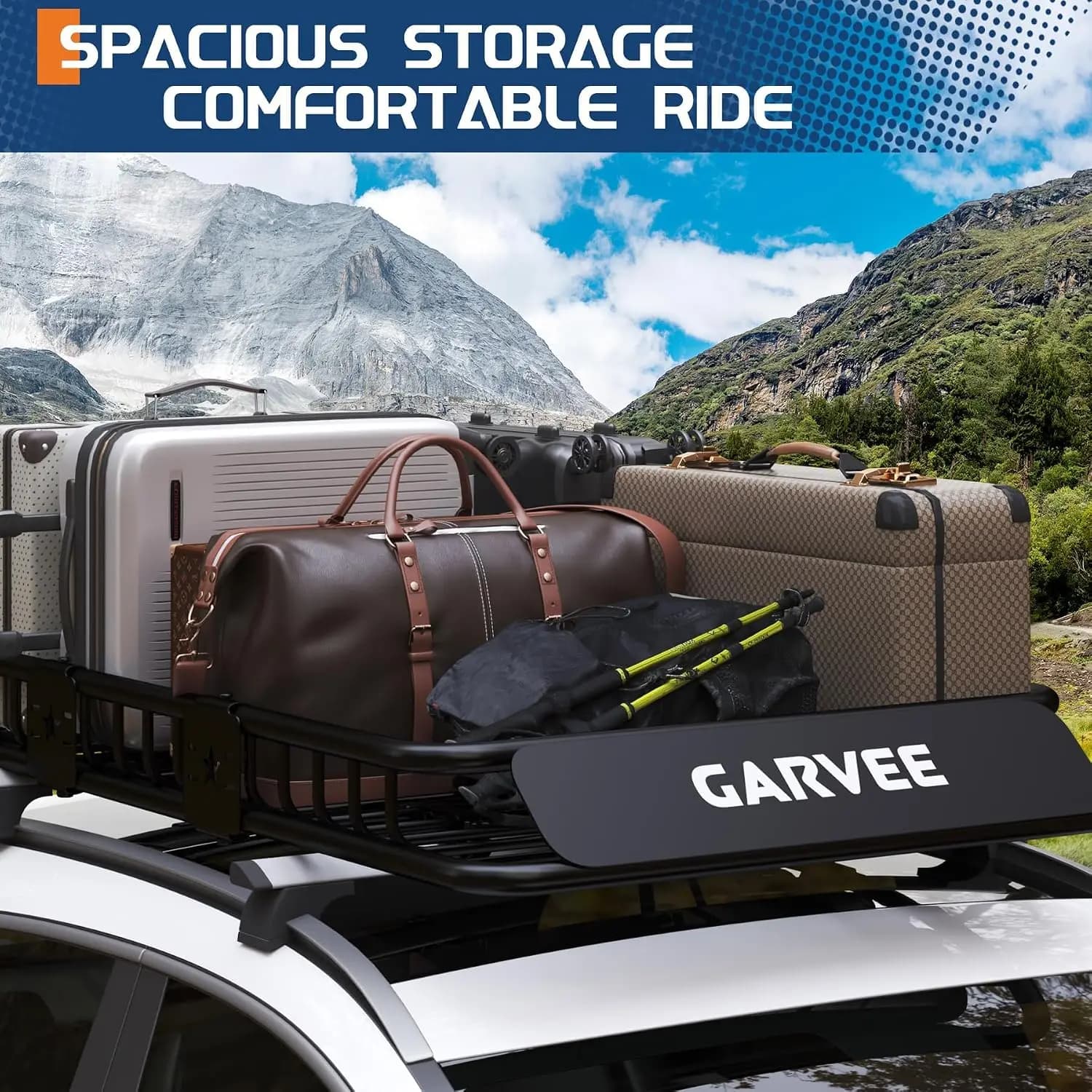 46"x36"x4.5" Roof Rack Basket 200 LBS Capacity Rooftop Cargo Rack Heavy Duty Steel Top Luggage Holder for SUVs, Trucks, Vehicles