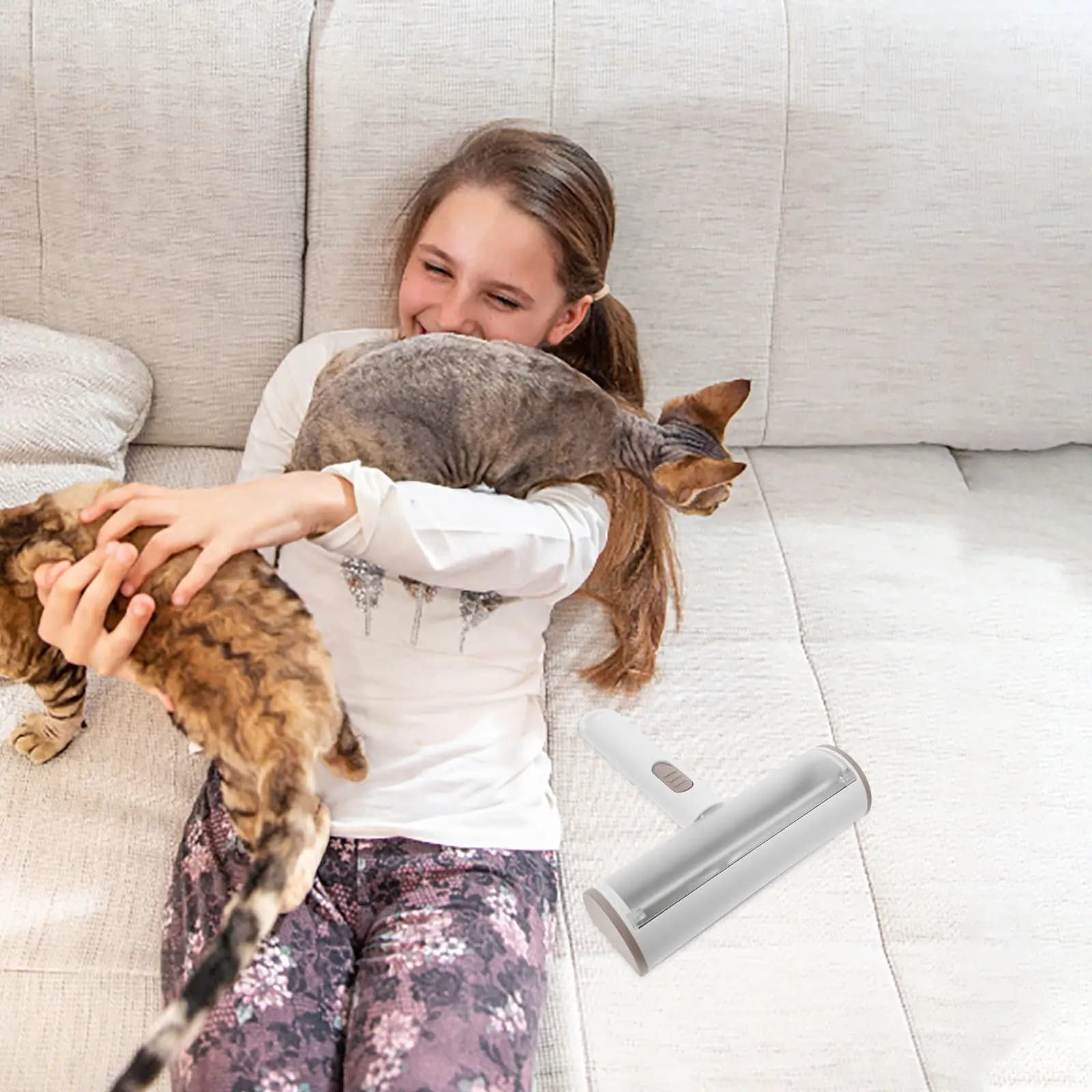 Rullo Leva Peli per Animali Domestici, Rimuovi Peli di Gatto e Cane da Mobili, Divani, Vestiti, Coperte - Facile da Pulire, Portatile