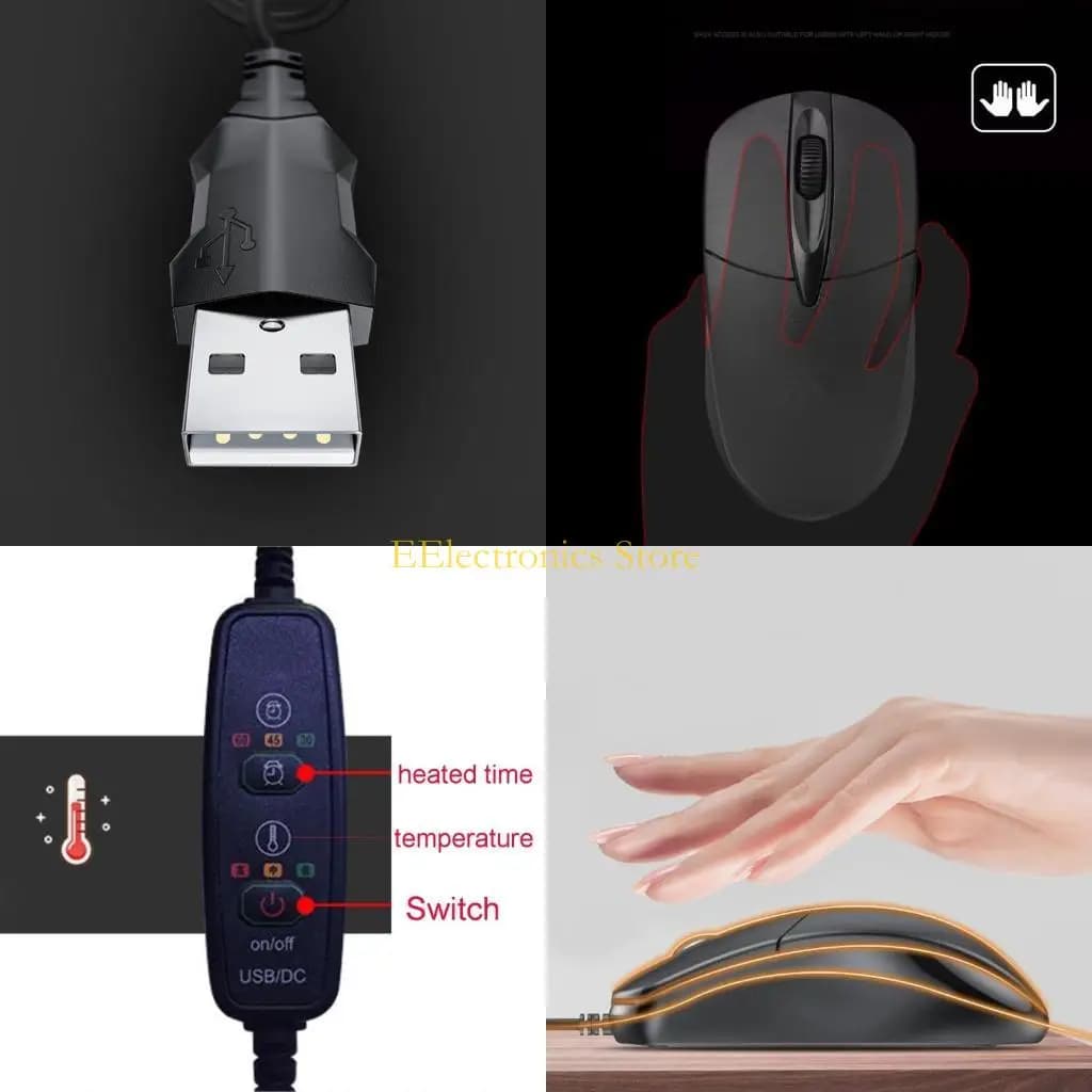 B03C Multifunction Optical Mouse 3-Button Wired Gaming Mouse Heating Warmer Hands Corded Mouse for Left and Right Hands Use