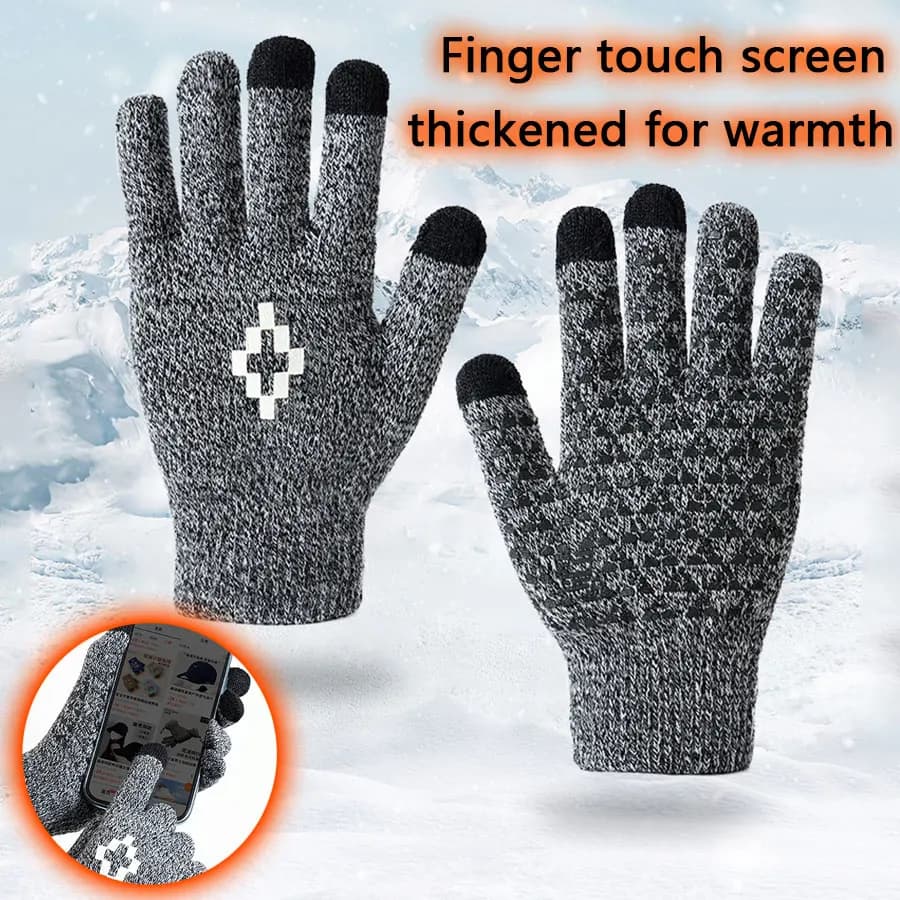 Guanti caldi con touch screen, guanti caldi da ciclismo, touch screen a tre dita, antiscivolo, ispessiti, sport invernali all'aria aperta