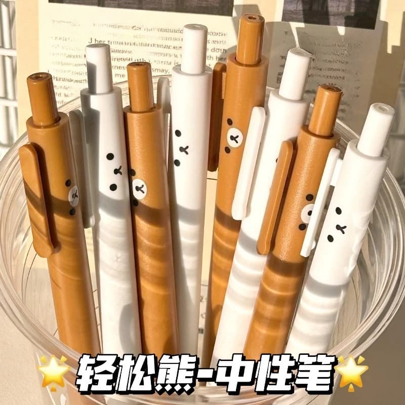 Kawaii Rilakkumas Press Gel Pen Cute Retractable Pens Writing Pen Anime Student Supplies Office Writing Note Taking Stationery