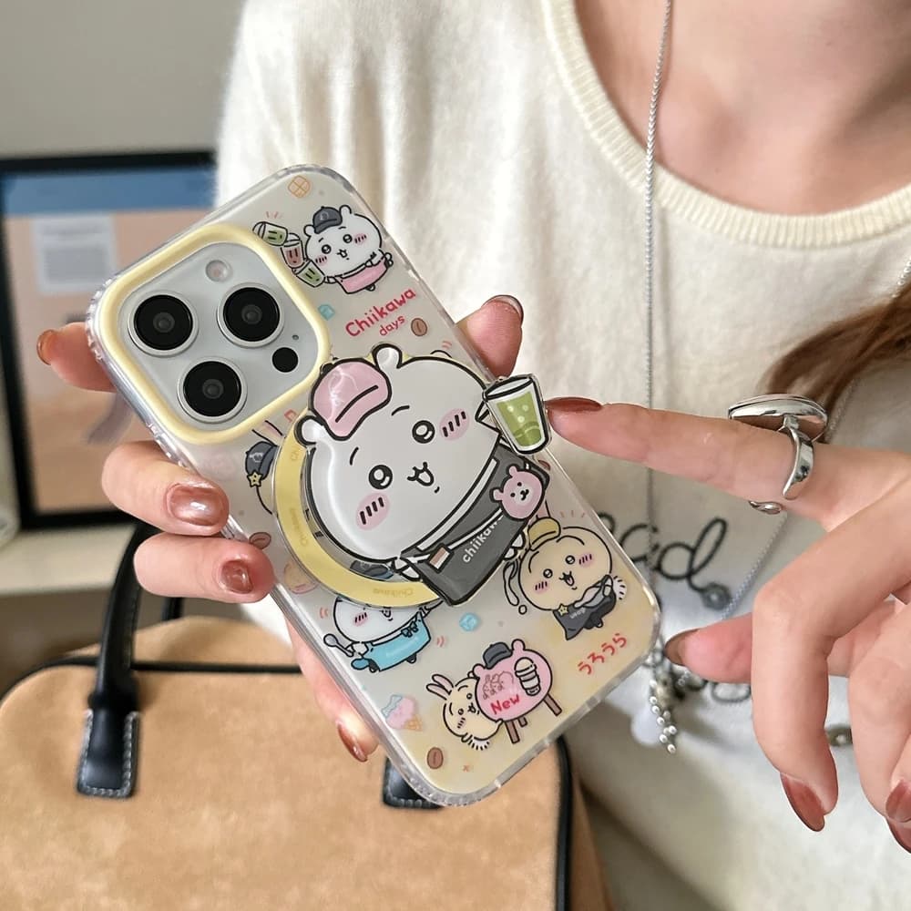 Cute Cartoon Japan Anime Chiikawa Magnetic Holder Magsafe Wireless Charge Phone Case For iPhone 17 16 15 14 13 Pro Max Cover