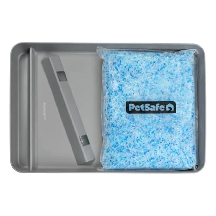 ScoopFree Lettiera per Gatti Riutilizzabile in Acciaio Inossidabile con Scudo Magnetico Anti-Schizzi, Sacchetto da 4,3 libbre, Lettiera in Cristallo Premium Profumata