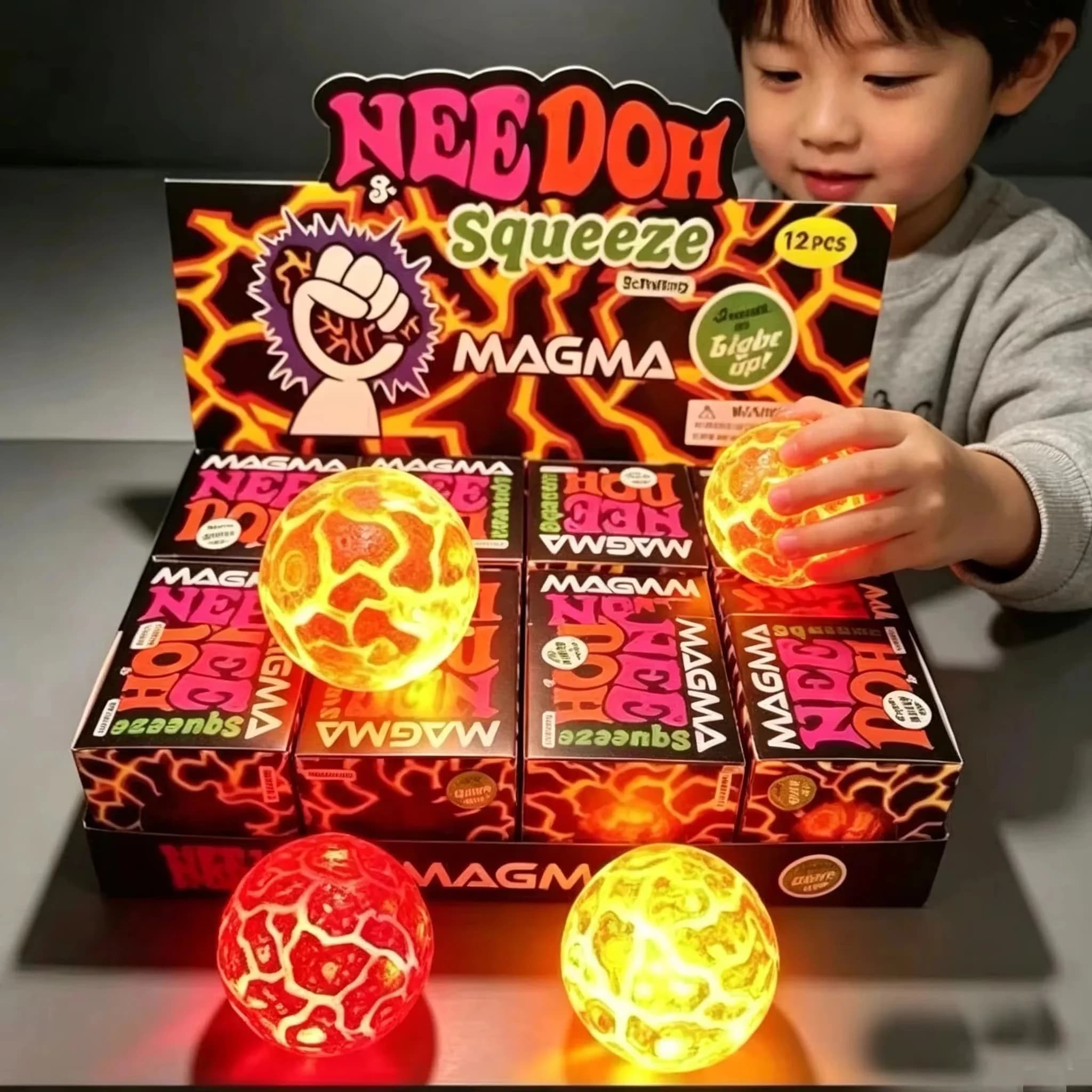 NeeDoh Sequined Magma Ball Meteorite Ball Kneading Sound Effect Sensory Stimulation Click Click Decompression Toy For Gift