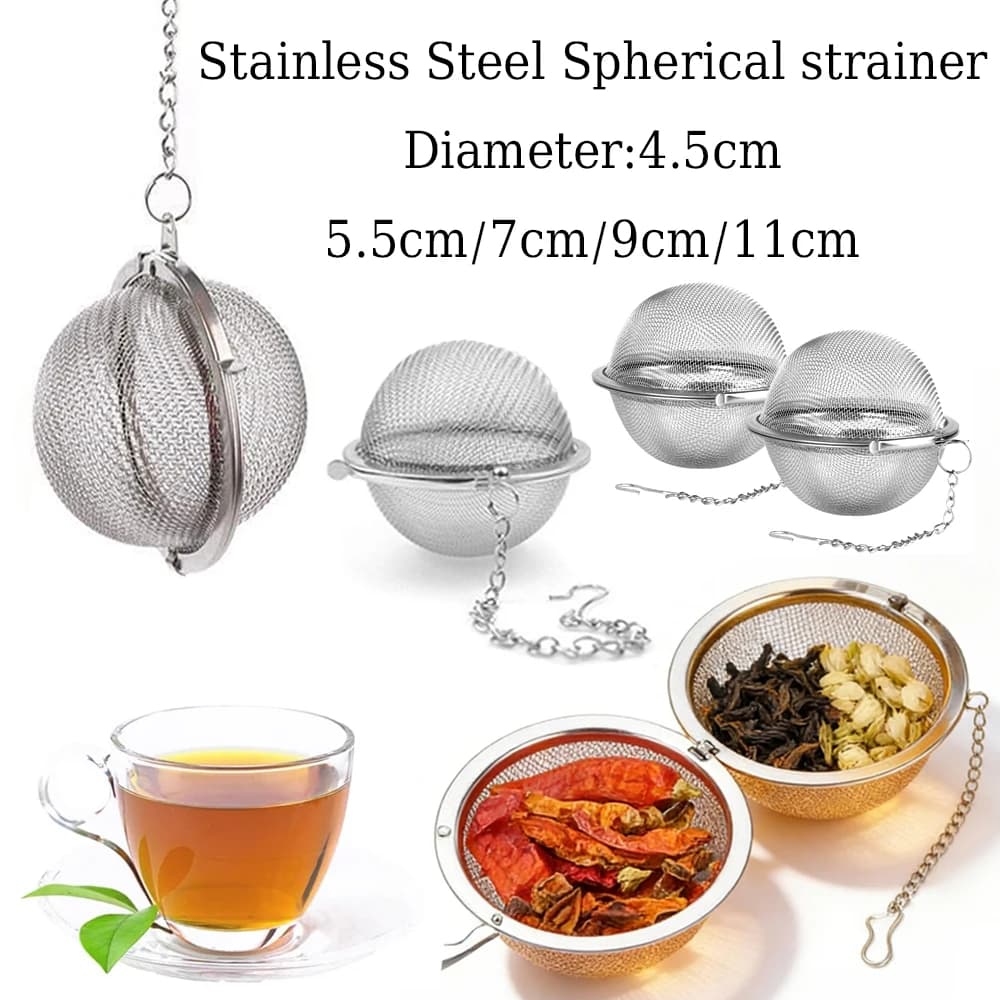 Infusore per Tè in Acciaio Inox con Catena, Filtro a Maglia Extra Fine per Tè Sfuso, 1-5 Pezzi