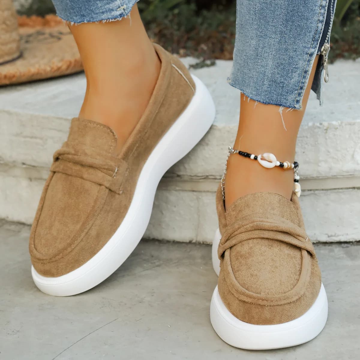 Summer Autumn New Loafers for Women Solid Color Fashion Casual Shoes Ladies Retro Round Head Designer Shoes Woman