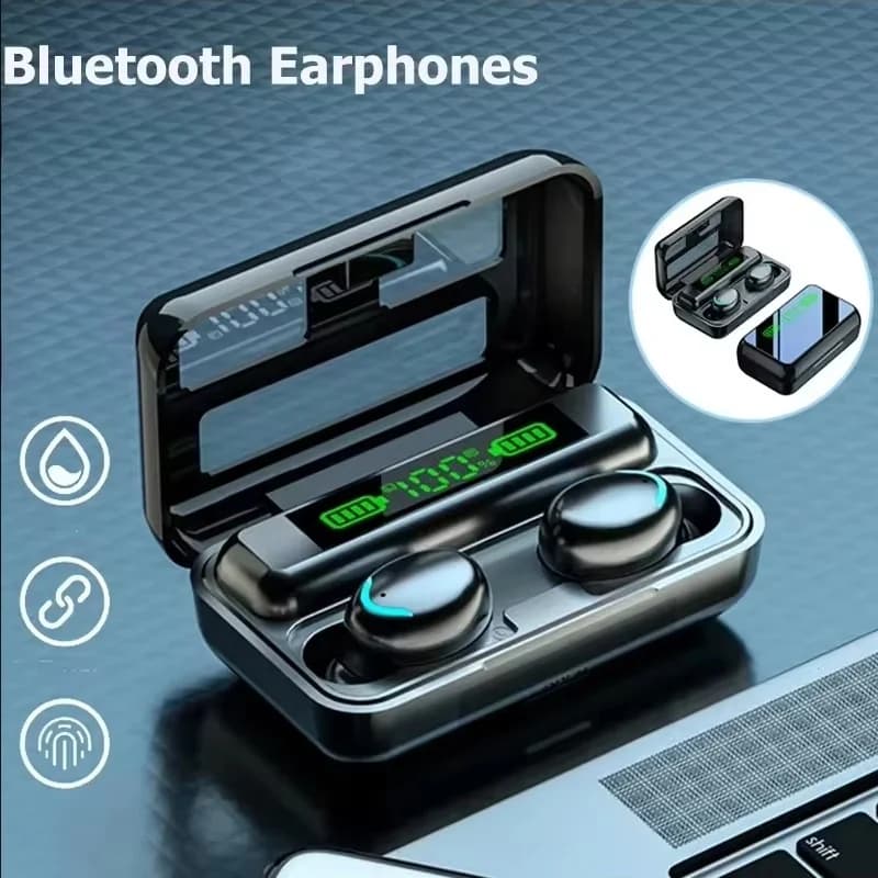 Auricolari Bluetooth senza fili con display LED, cuffie wireless binaurali TWS, impermeabili con riduzione del rumore per iPhone e cellulari Realme