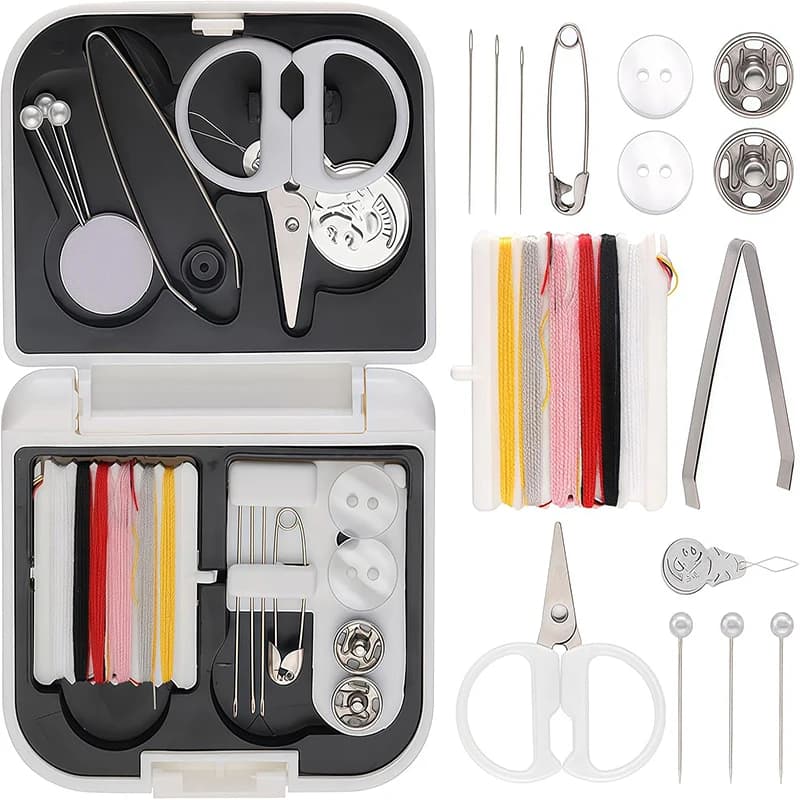 Mini Sewing Set Portable Mini Sewing Kit Including Hand Sewing Needles Buttons Safety Pin Threads Tweezers Sewing Accessories