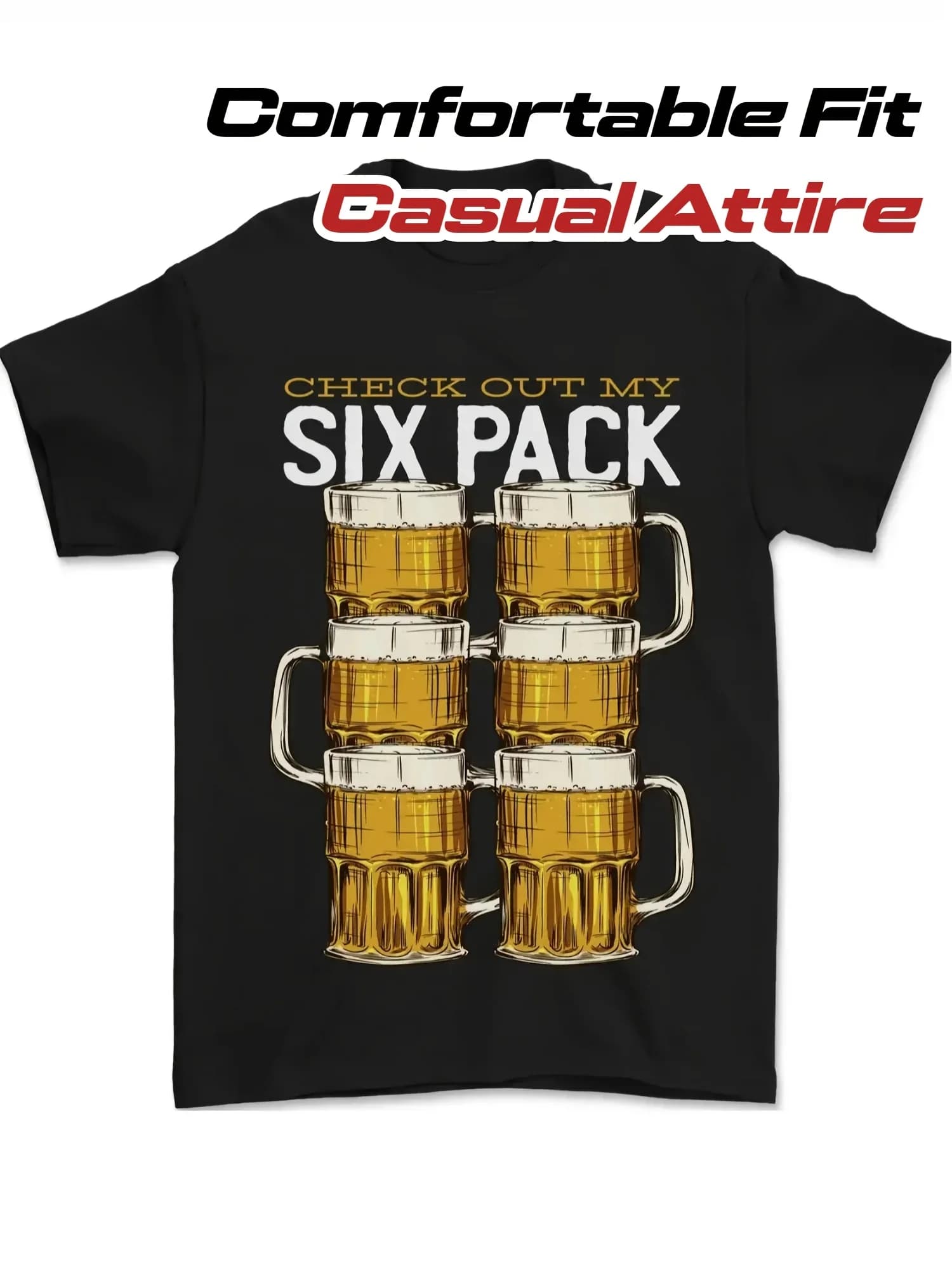 T-shirt Grafica Divertente 2026 per Amanti della Birra - Con Slogan a Sei Parole e Design Boccale di Birra, Traspirante Nera Casual