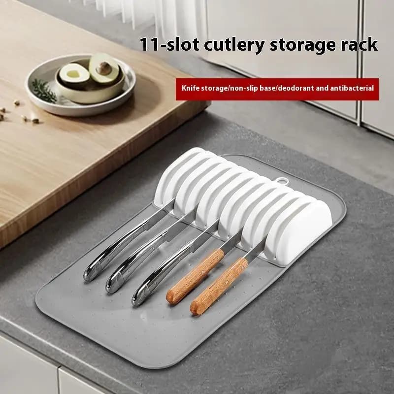 5/11 Slot Premium Portacoltelli Organizzazione Impugnatura morbida Tappetino per coltelli grande Antiscivolo Cassetto da cucina Coltelli Organizzazione Strumenti per la casa