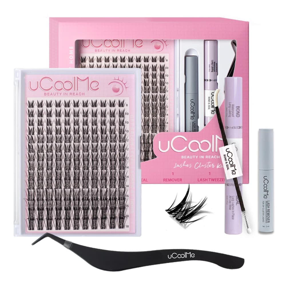 uCoolMe Ciglia Afrodite Naturale 154 Pezzi Ciglia Cluster Kit C Curl Wispy Principiante Amichevole Impermeabile Estensione Ciglia Finte