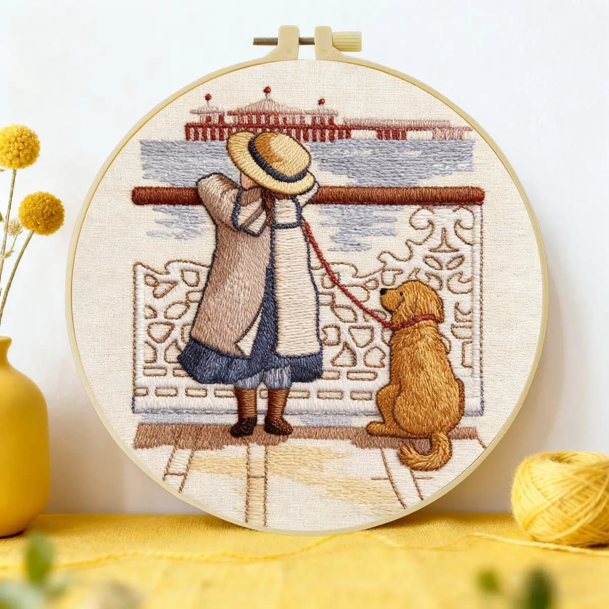1pc 20X20CM/15X15CM 7.87/6.3inch Girl Embroidery Starter Kit DIY kit DIY embroidery kit manualidades Sewing Art Needle Art