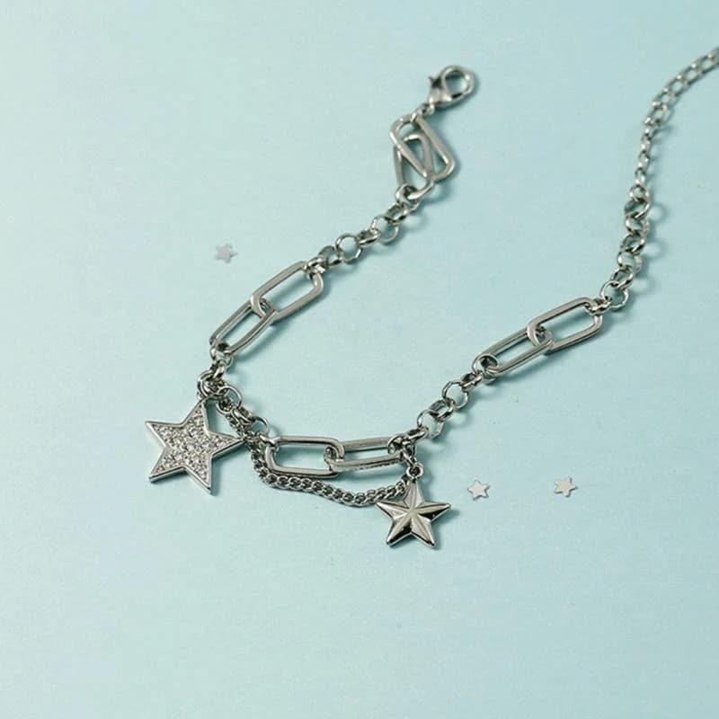Cold Wind Hip-hop Trend Simple Bracelet Shiny Star Copper Bracelet Pentagram Cool Girl Temperament Fashion Jewelry