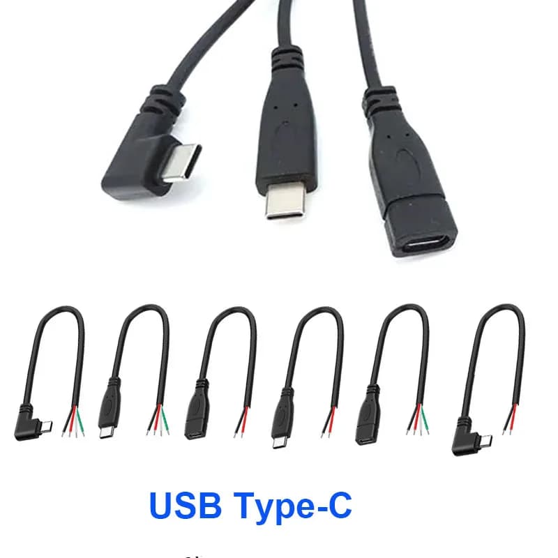 5 pz-pacco 0.25M Cavo di Riparazione FAI DA TE Filo di Saldatura USB Tipo-C Maschio/Tipo-C Femmina Caricatore di Alimentazione 2Pin 4Pin USB-C connettore