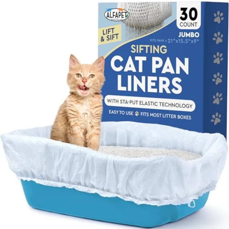 Sacchetti per lettiera per gatti Sifting - Confezione Jumbo da 30 pezzi (5 pacchi) - Sacchetti per lettiera resistenti agli strappi e impermeabili, adatti per lettiera taglia L