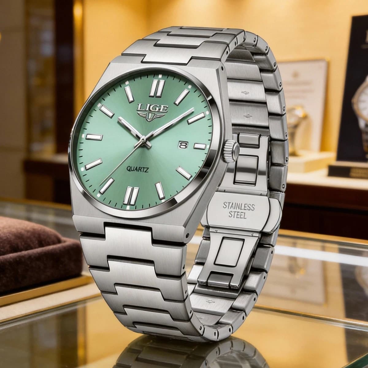 Orologio da Polso LIGE di Lusso per Uomo, Moda Casual per Studenti, Cinturino in Acciaio Inossidabile, Data Semplice, Movimento al Quarzo, Stile Vintage, Argento