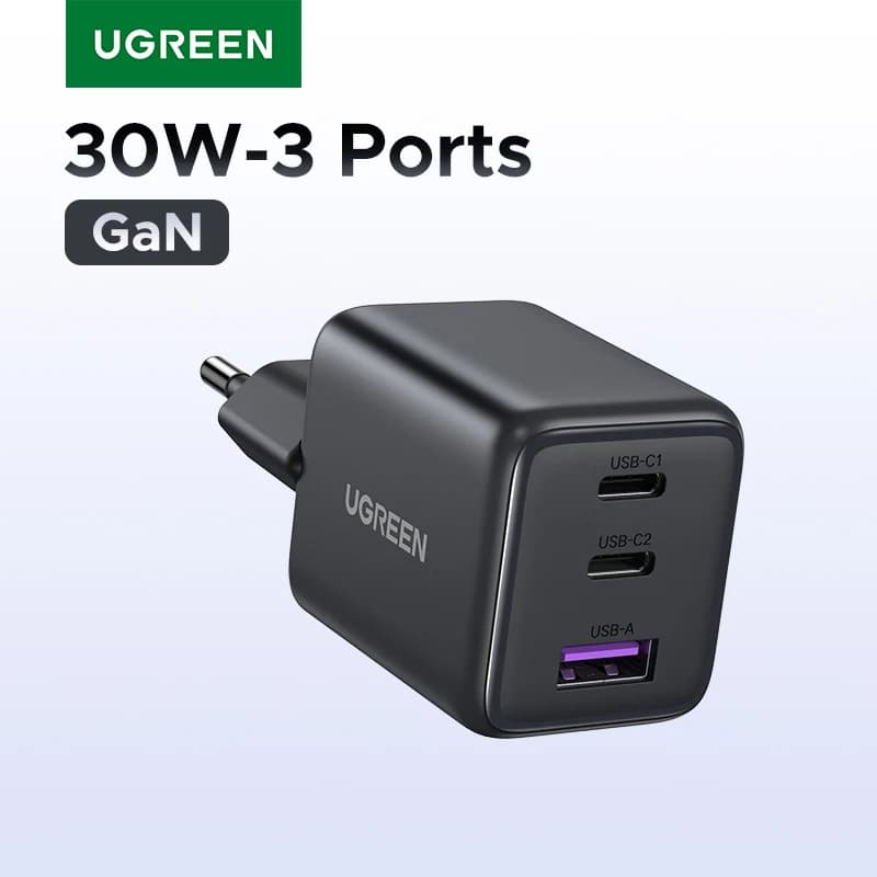 UGREEN 30W GaN Caricatore PD 3.0 QC4.0 Caricatore USB C per iPhone 16 15 14 Pro Samsung S25 Xiaomi Tablet iPad Air Pro Caricatore del telefono