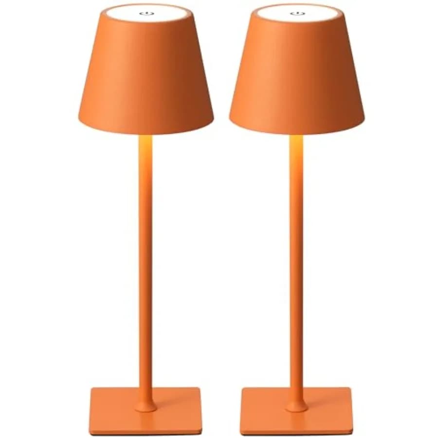 Set di 2 Lampade da Tavolo Senza Fili, Lampada da Scrivania LED Portatile con Batteria da 4000mAh, 3 Colori con Regolazione Continua per Ristorante/Camera da Letto/Bagno