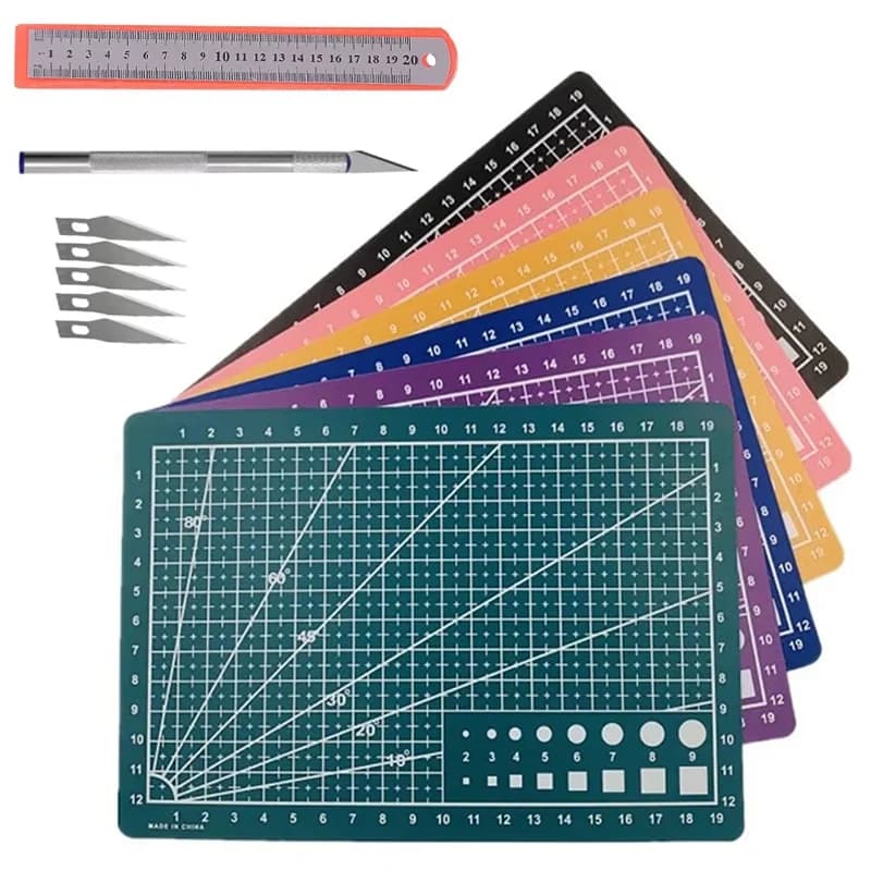 Tappetino da taglio multifunzionale A3/A4/A5 resistente con righello per coltello da intaglio per fai da te, artigianato, incisione artistica, tavoletta per intaglio su carta