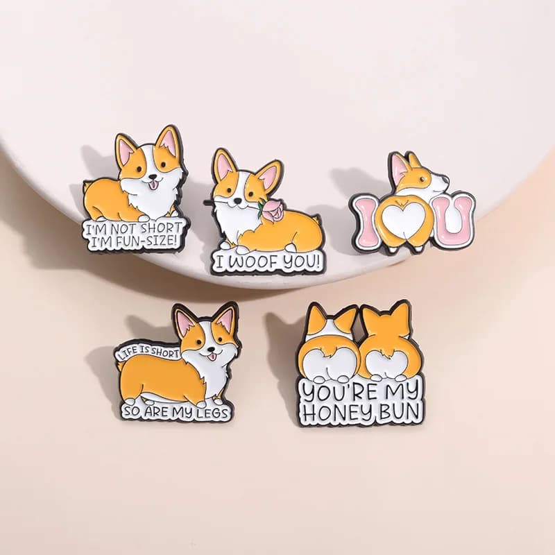 Spille in Metallo a Forma di Corgi, Accessori per Abbigliamento, Spille per Collare, Distintivi, Medaglie Carine Galvanizzate, Regali Versatili