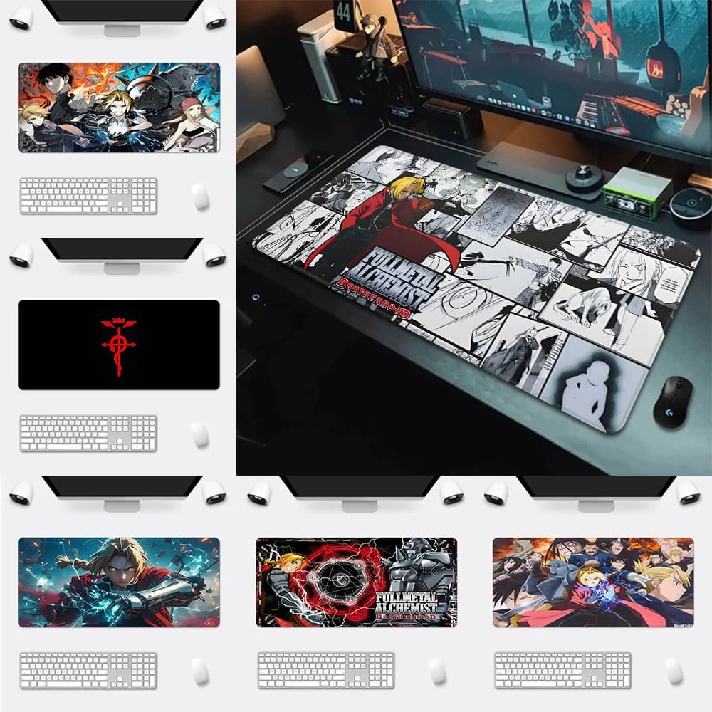 Tappetino per mouse Stampa HD Giocatori di computer Bordo di bloccaggio Tappetino per mouse antiscivolo Anime Fullmetal Alchemist XXL90x40cm Tastiera PC Tappetino da scrivania