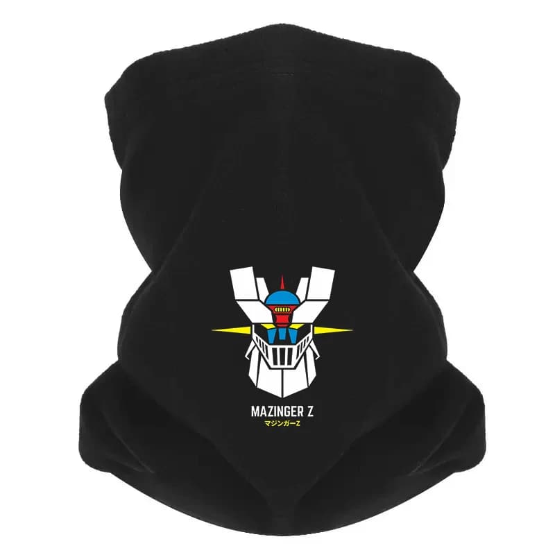 Testa di robot design bianco sfondo nero Uomo Sciarpa da esterno Maschera Ghetta per il collo Cappello Berretto da donna Copricapo Antivento Mantieni caldo l'inverno Mu