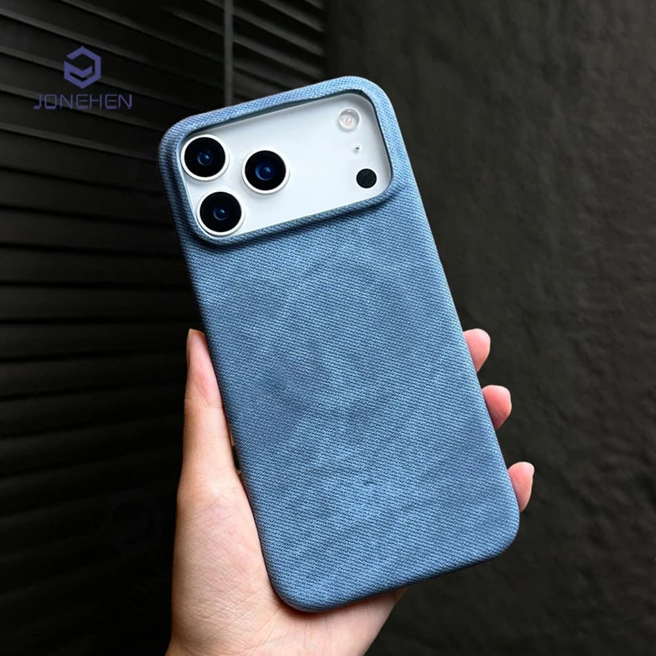 Magnetic Retro Denim Pu Leather Case For iPhone 17 Air 16 Plus 15 14 13 Pro Max 17p Wireless Half-Frame Thin Cover For Magsafe