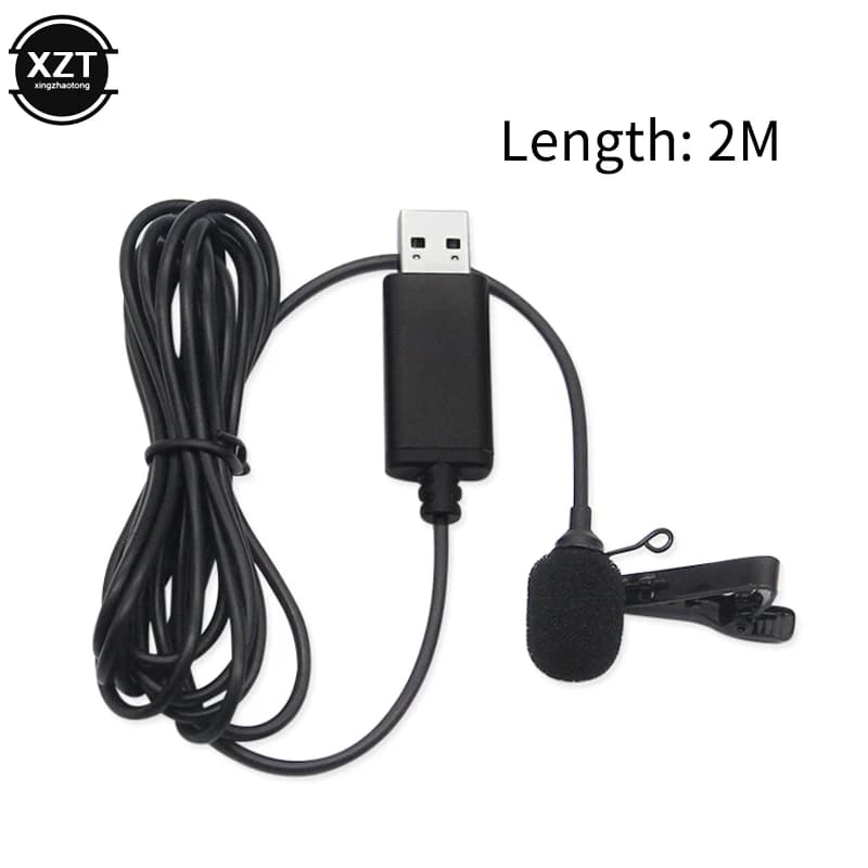 Laptop Live Recording USB Plug Mic 2m Mini Clip-on Portable Omnidirectional Stereo USB Mic supplies for computer microphone