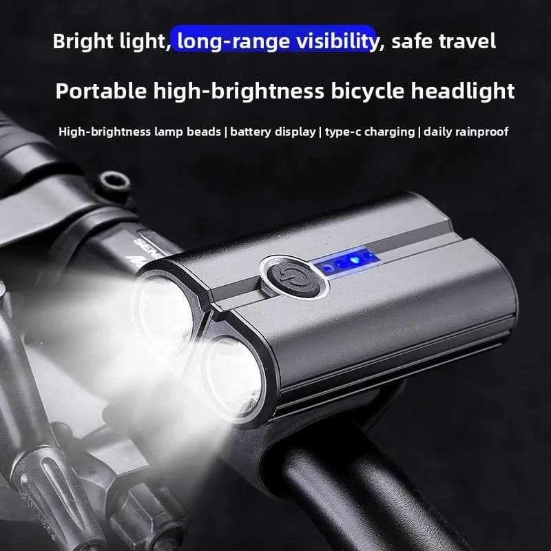 Luci per mountain bike, fari luminosi, attrezzatura da ciclismo, indicatore di potenza in polimero, Tipo-C