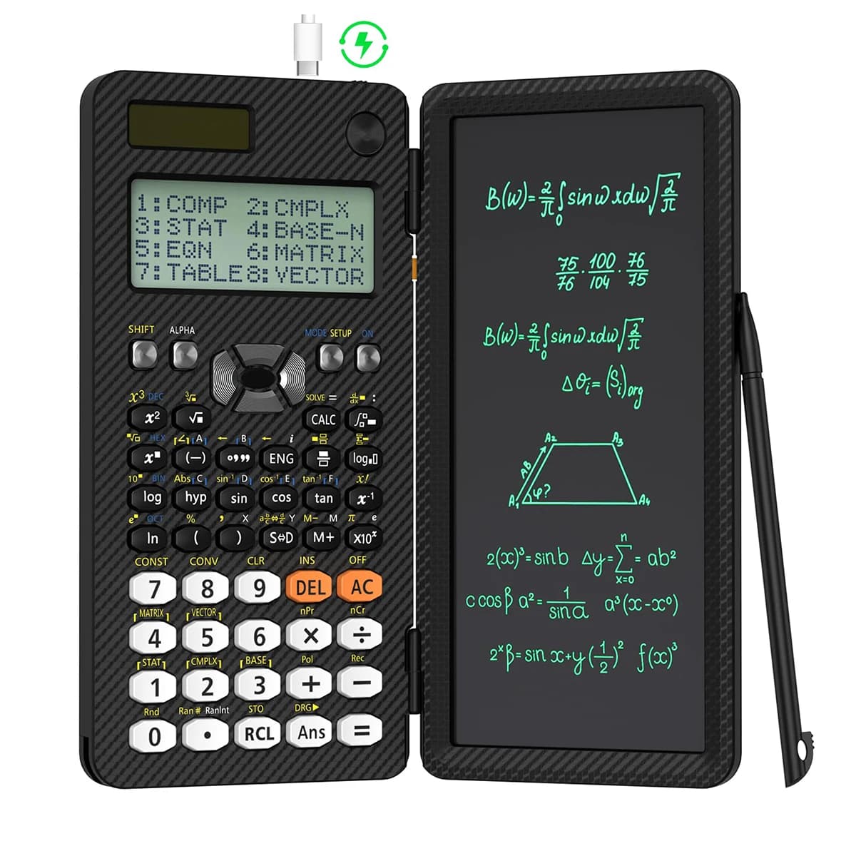 Calcolatrici scientifiche ricaricabili 991ES EX con tavoletta LCD portatile pieghevole con blocco note per le scuole superiori aziendali