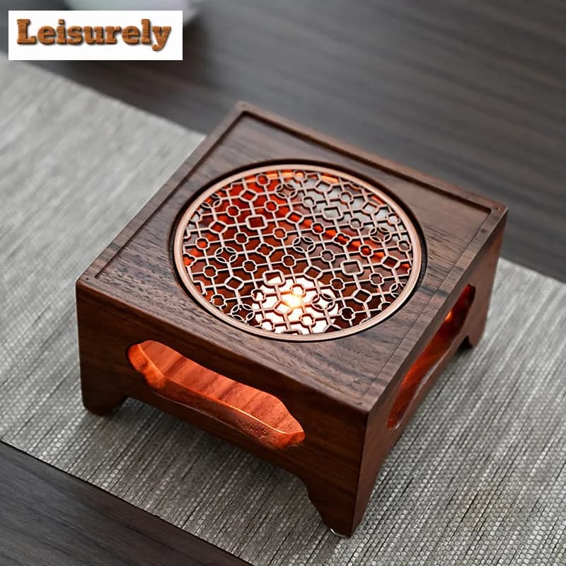 Zen Walnut Four Legged Warm Tea Stove Handamde Solid Wood Candle Heating Base Chinese Style Cooker Tea Aromatherapy Tea Ceremony