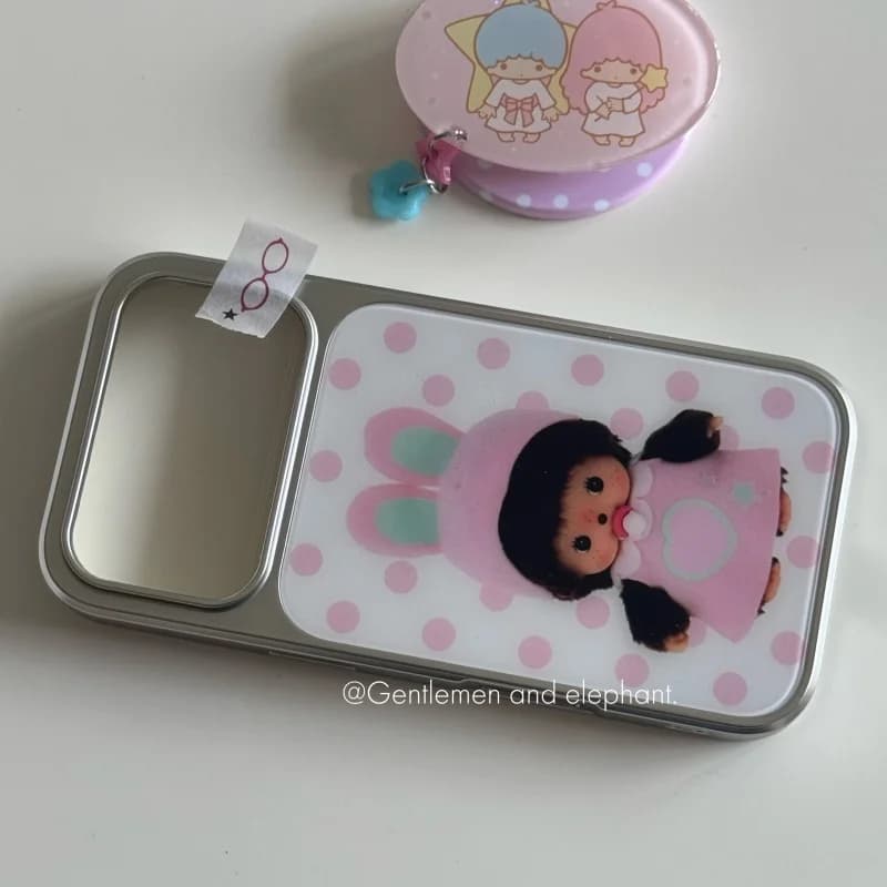 Custodia per telefono Monchhichi Bunny Carina per iPhone 17 16 15 14 Pro Max 11 12 13 Plus, antiurto, estetica, con protezione antigoccia e rivestimento in colla