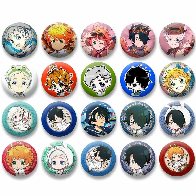The Promised Neverland Anime Spilla da bavero Spille per zaino Abbigliamento Accessori per cappelli Simpatico cartone animato Cosplay Distintivo Giocattoli per bambini Regalo